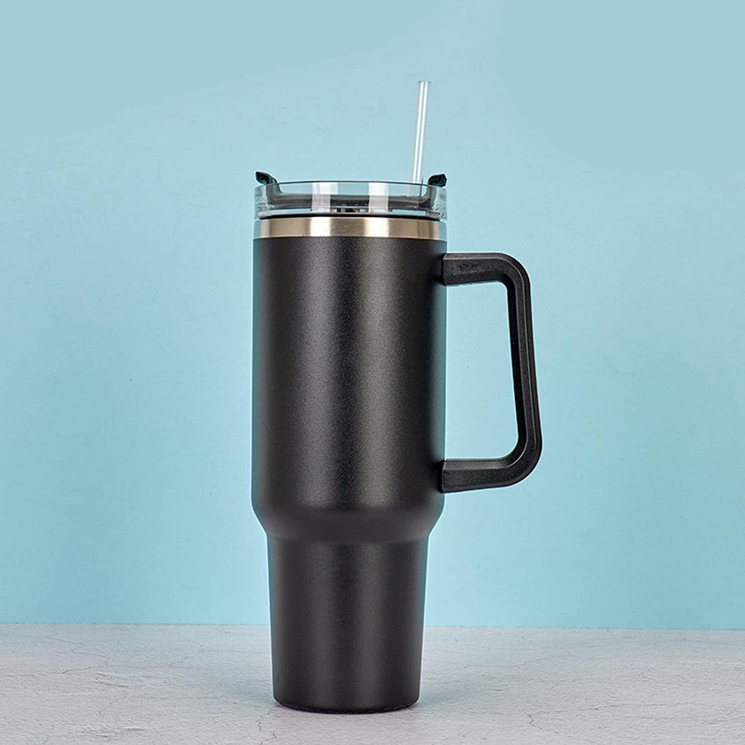 Amazon | ストロー付き保温・保冷コーヒーマグ 蓋付きビールジョッキ